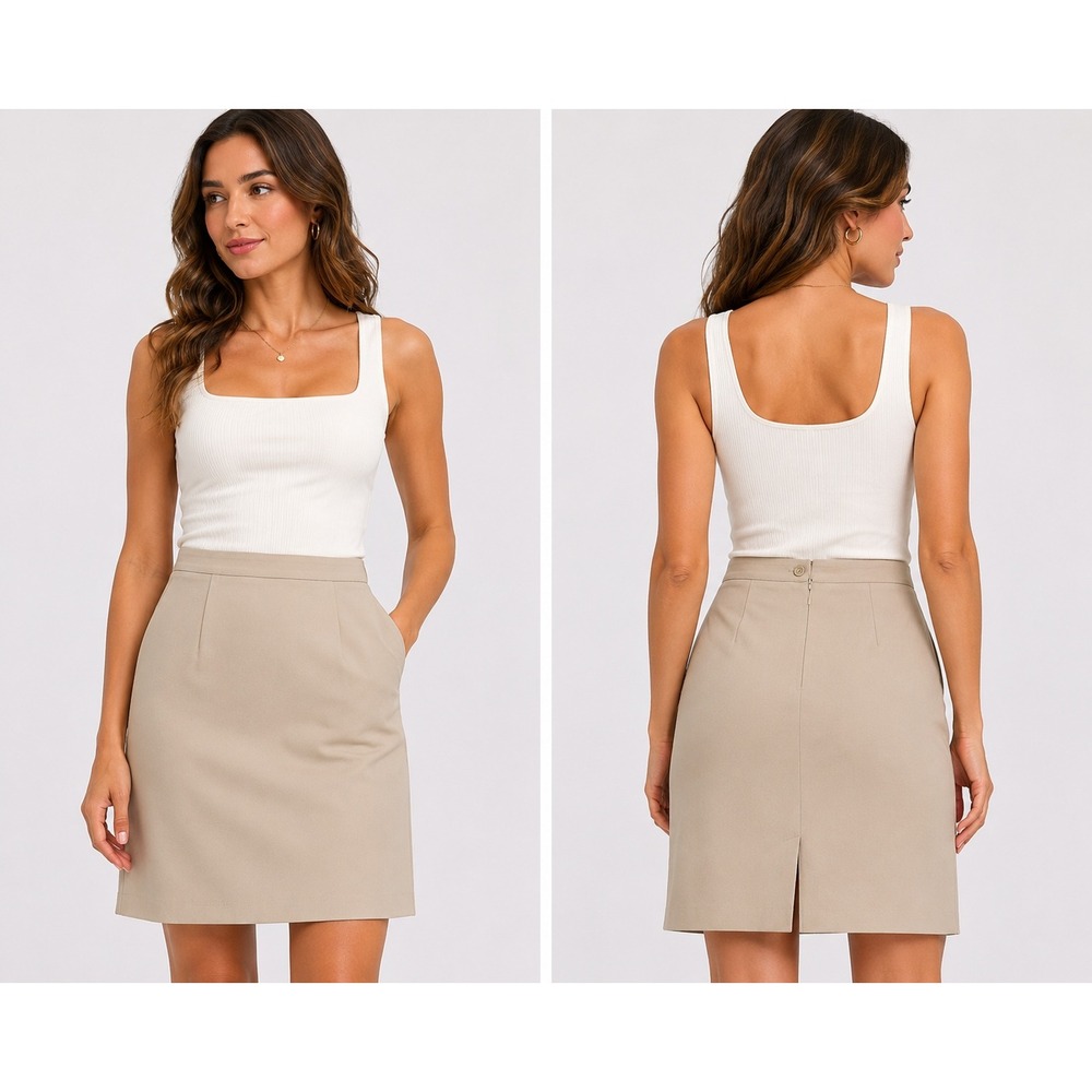 United Colors of Benetton Beige Mini Skirt Made in Italy Tan No Iron Size 46